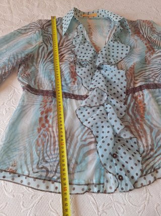 Blusa Vintage BIBA Azul y Marrón