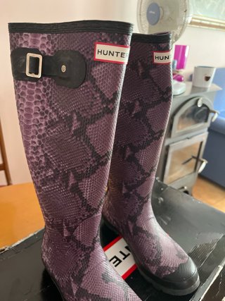 Botas Hunter Piel Serpiente Morado Negro