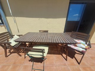 Mesa y 4 Sillas de Madera IKEA Terraza / Jardín