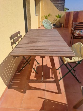 Mesa y 4 Sillas de Madera IKEA Terraza / Jardín
