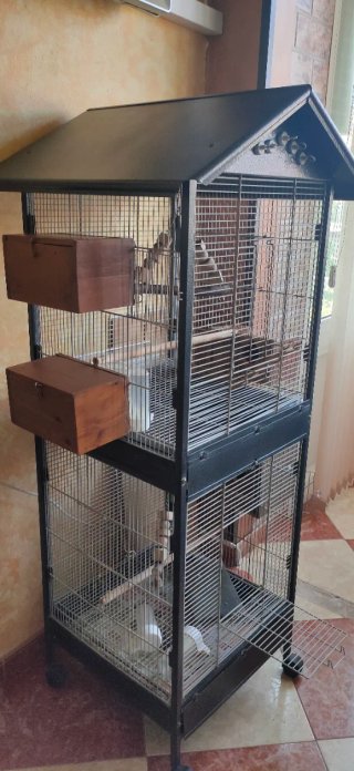 Jaula para pájaros de dos pisos