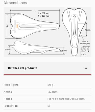 Sillín de bici de Carbono Saevid S2 - 80gr