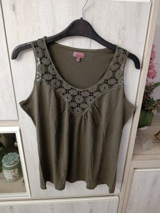 Top Trucco verde con encaje M