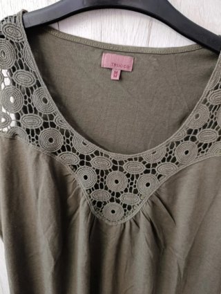 Top Trucco verde con encaje M