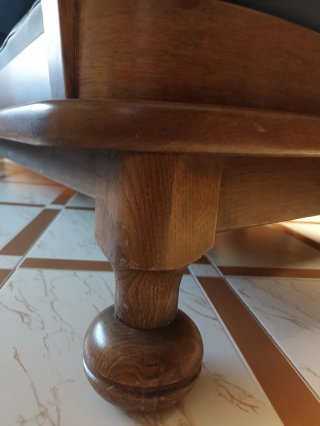Sofá 3 plazas piel búfalo azul y madera