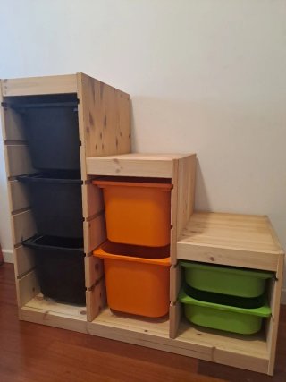 Mueble almacenaje infantil pino 7 cajas IKEA