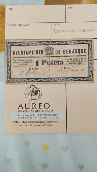 Billete 1 Peseta Benasque 1937
