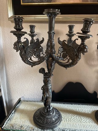 Par Candelabros Bronce/Latón estilo neobarroco