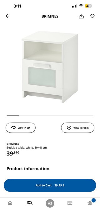 Mesita de noche BRIMMES Ikea