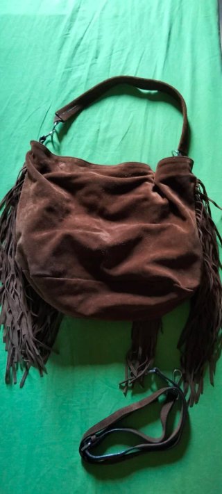 Bolso ante marrón con flecos