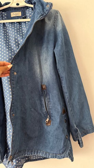 Chaqueta tejana larga azul