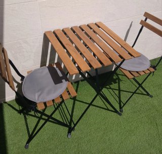Mesa y 2 Sillas Exterior Ikea Madera