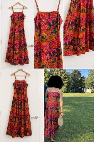 Vestido marca Pestana midi evasé estampado