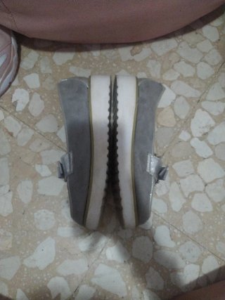 Zapatos plateados piel talla 37