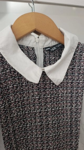 Vestido tweed multicolor - Zara - Talla L