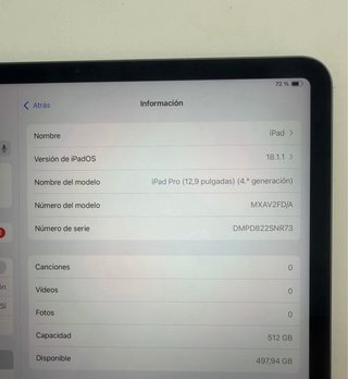 iPad Pro 12.9 4ª Gen 512GB + Cable