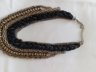 Collar mujer trenzado plata y negro