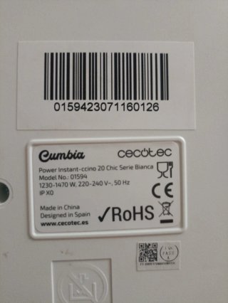 Depósito Leche Cafetera Cecotec Cumbia power insta