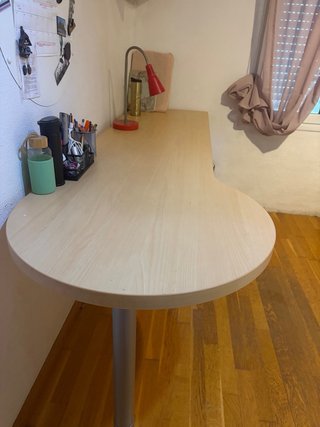 Escritorio curvo madera y metal