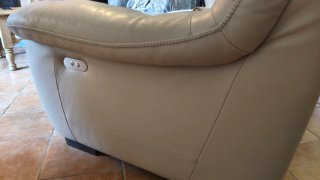 Sofá Chaiselongue Piel Beige