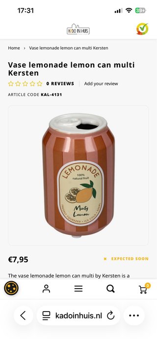 Jarrón Kersten Limonada Rayas Naranja Rosa