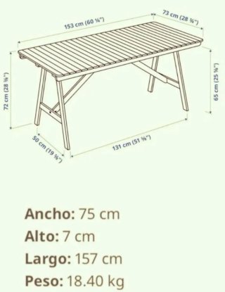 Conjunto Mesa y Sillas Jardín Madera