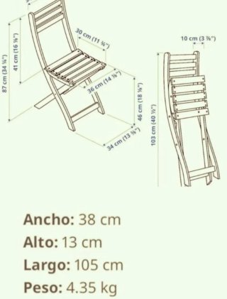 Conjunto Mesa y Sillas Jardín Madera