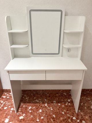 Tocador blanco con espejo LED y USB