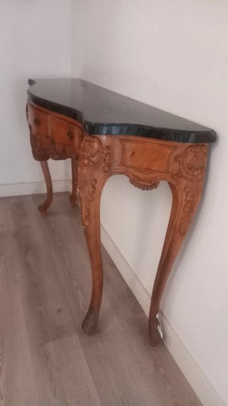 Consola recibidor mármol y madera