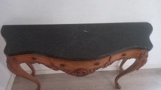 Consola recibidor mármol y madera