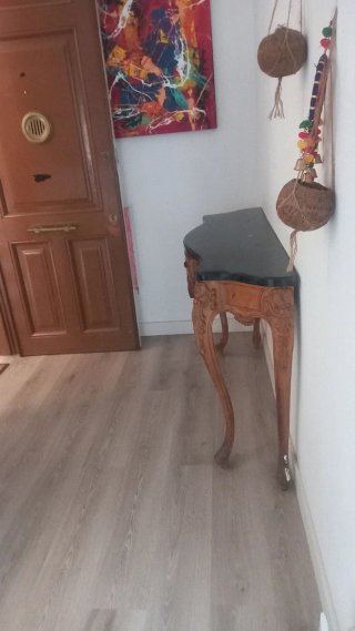 Consola recibidor mármol y madera