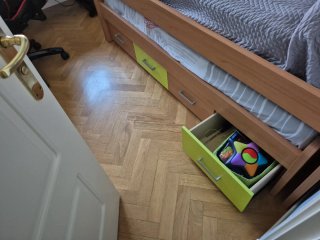 Cama nido con cajones madera y tela