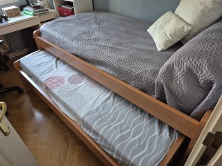 Cama nido con cajones madera y tela
