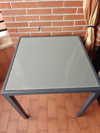 Mesa de terraza/balcón cristal y metal