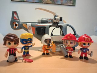 Conjunto Pin y Pon: Helicóptero, Casa y Furgoneta
