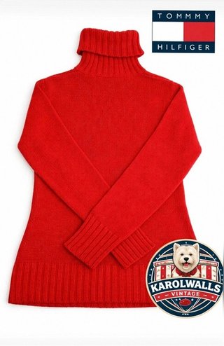 Tommy Hilfiger Red Turtleneck Sweater Vintage...