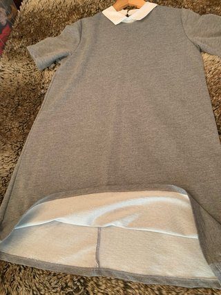 Vestido Pull&Bear gris con cuello blanco