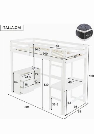 Cama infantil litera blanca