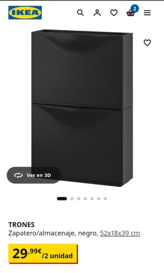 Zapatero/almacenaje IKEA Trones Negro (3 uds)