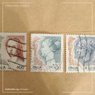 3 francobolli donne arte fine 900 inizi 2000
