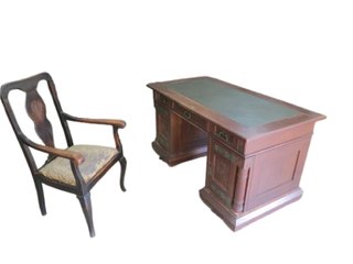 Escritorio antiguo roble macizo y silla