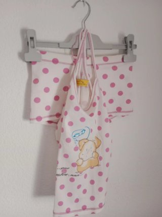 Pijama niña 8/9 años lunares rosas