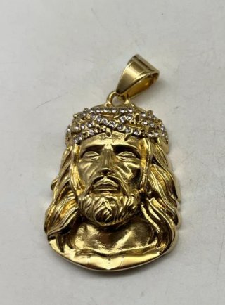 Colgante Jesucristo Dorado circonita 5A Acero inox