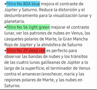 Filtros para Telescopio