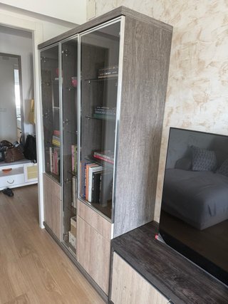 Vitrina Estantería Cristal y Madera modular