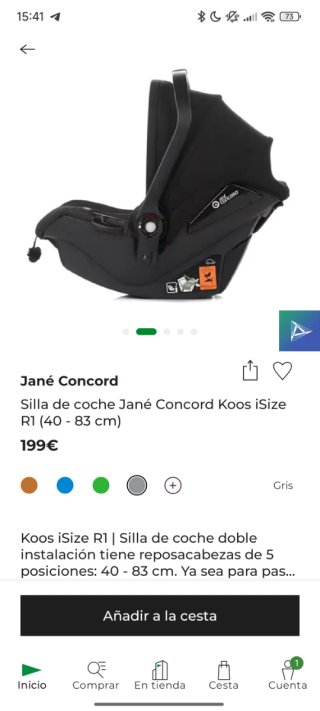 SIN USAR. Silla coche Jane Concord Koops I-Size