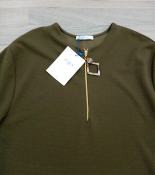 Vestido Zara verde militar talla S