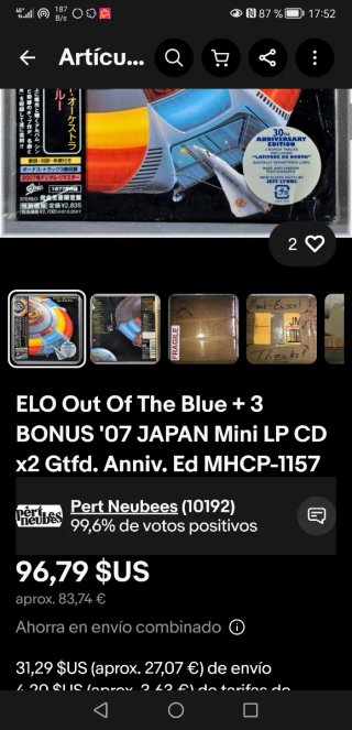 ELO   Out of the BLUE. Japan mini LP CD nuevo 2 cd