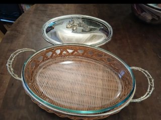 Pirofila Pyrex con coperchio e manici silver plate