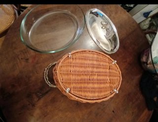 Pirofila Pyrex con coperchio e manici silver plate